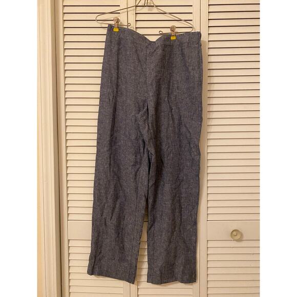 Linen Pants Chico’s New Crossdye Saba Navy Blue Size 1 Minimalist - Picture 1 of 8